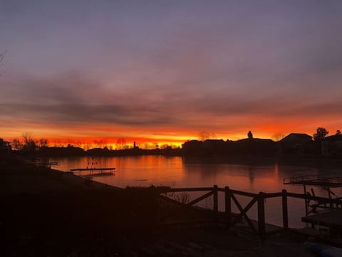 Lakefront. This is the view from the property. This is a sunrise.