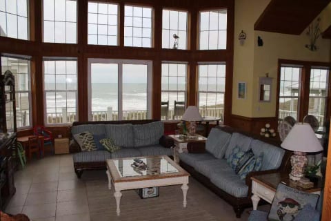 Great room sitting area with awesome views of ocean.
