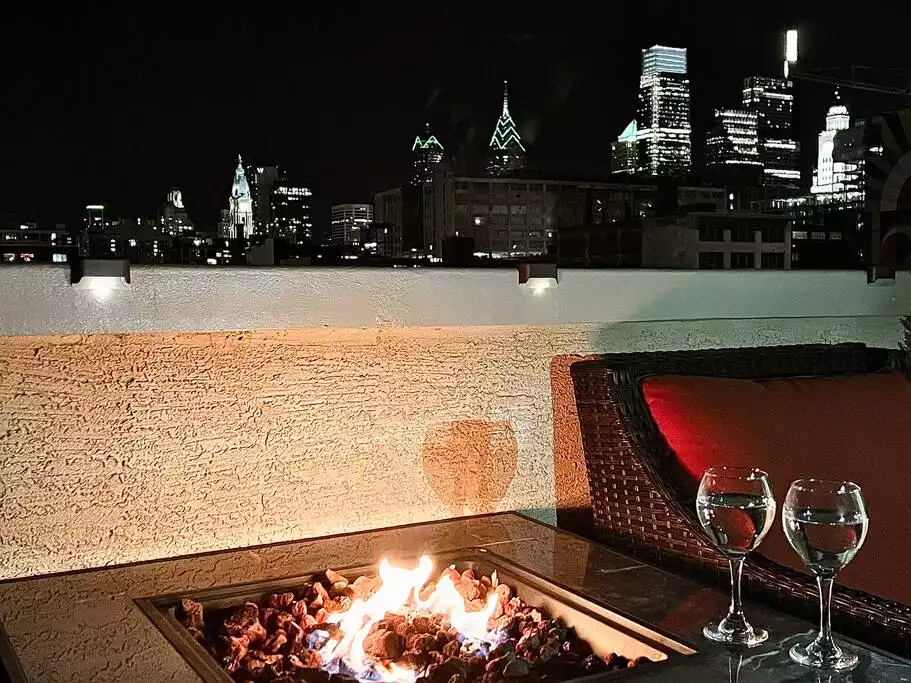 Enjoy the fireside skyline view