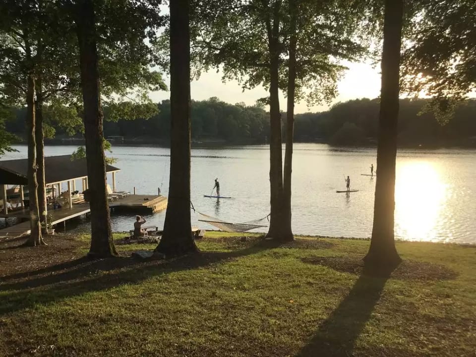 Large, wide cove with plenty of room for playing - or watching from the firepit!