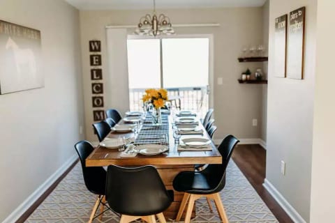 Come and break bread with family and friends alike as you enjoy a Kentucky sunset through the large patio doors.