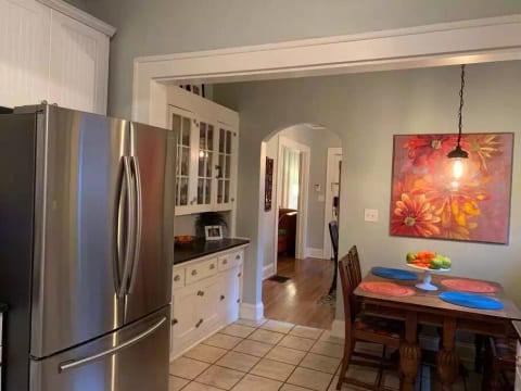 Kitchen with stainless appliances; Original buffet from 1920's!