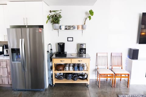 Both ground coffee and K-Cups are provided for your stay. There is also tea for use with the electric kettle. We stay stocked on coffee so you shouldn't need to bring your own!