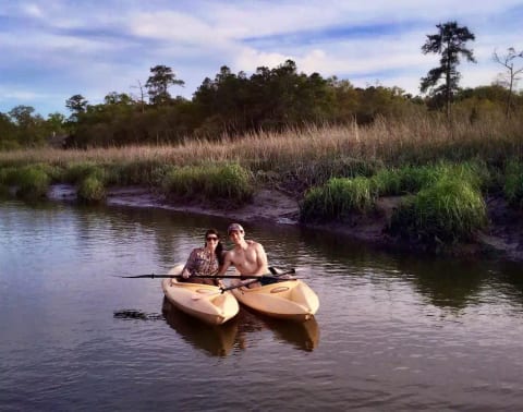 Kayaking In the creek behind the house