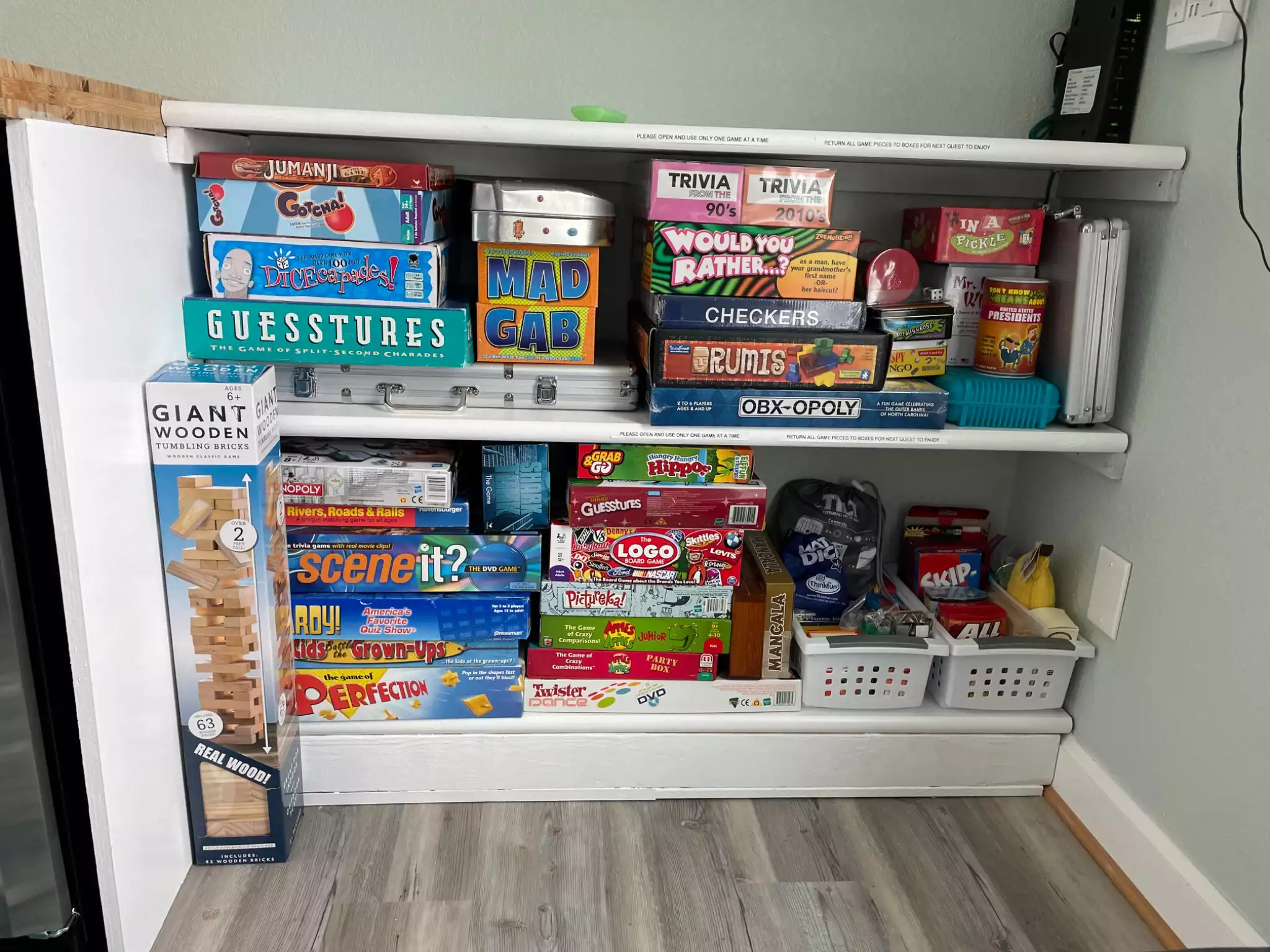 Games in the gaming alcove.