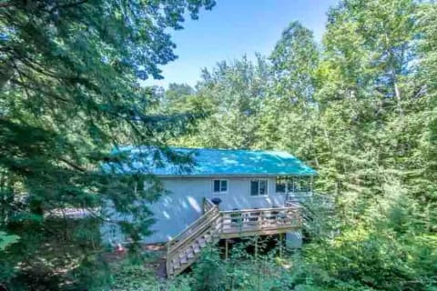 Back of the house surrounded by lovely trees for privacy.