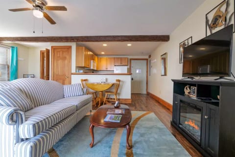 Living Room Area with Smart TV and Electric Fireplace