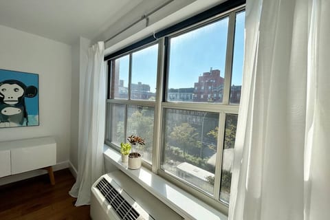 It has a very large window with lots of sunlight.