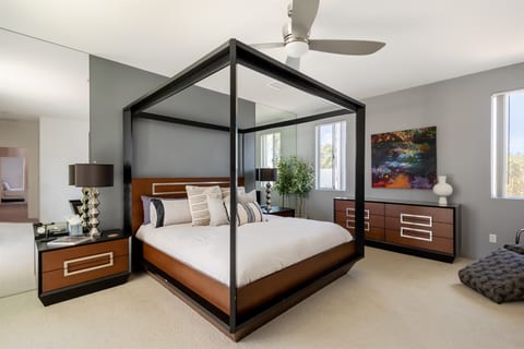 Luxury queen bed in the master bedroom