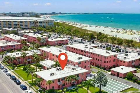 The condo and the beach - very short walk across beach parking lot. St. Pete Beach - votes #1 beach in US by TripAdvisor in 2021.