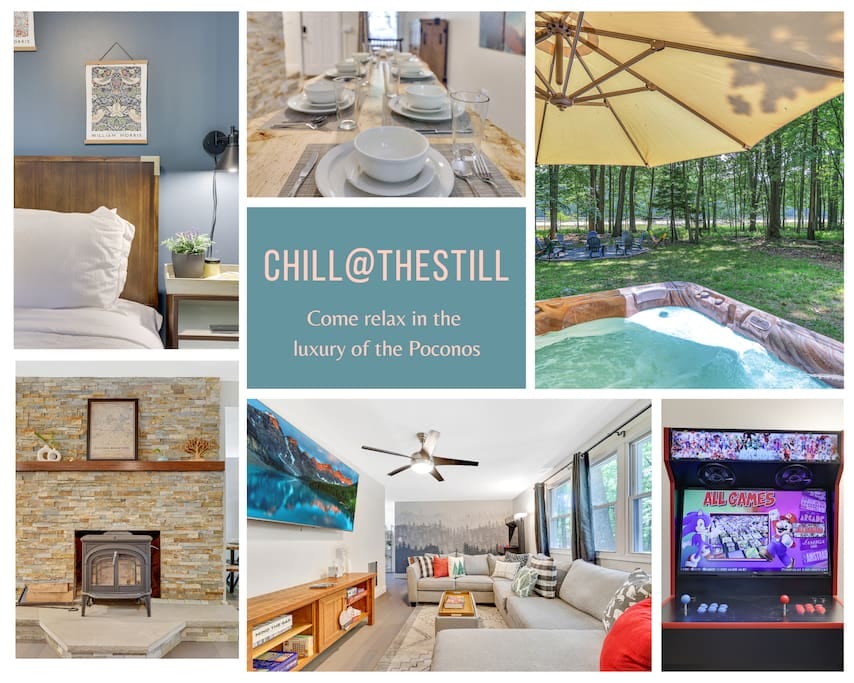 Come join us at "The Still", a luxuriously renovated Pocono getaway with 3 bedrooms, a hot tub, fire pit and lake access. We are located near endless entertainment including Kalahari, Camelback and Pocono Raceway. Book today!