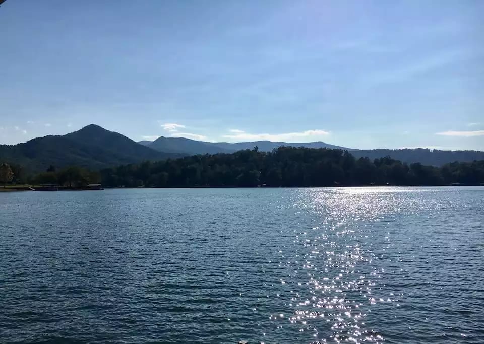 This picture is from our yard and is the sunset view.  We have the whole point so you also get an uninterrupted sunrise view, too. Just two hours from Atlanta/Ashville/Chattanooga.  You are near very close to town and the Ga Mountain Fairgrounds.