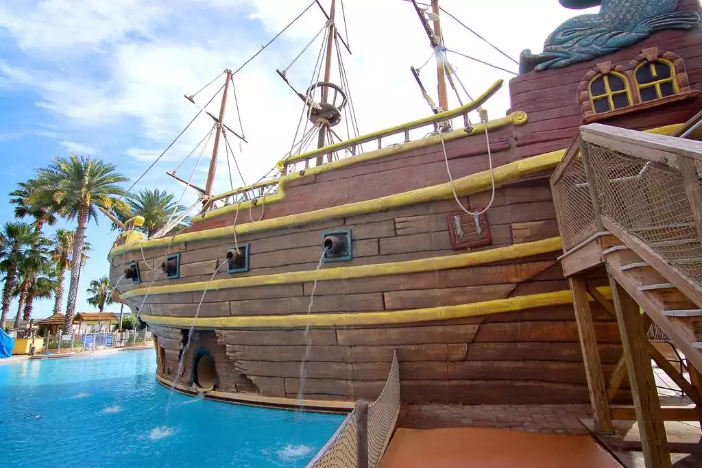 Rent a full size pirate ship for a pool party or a mobile pirate