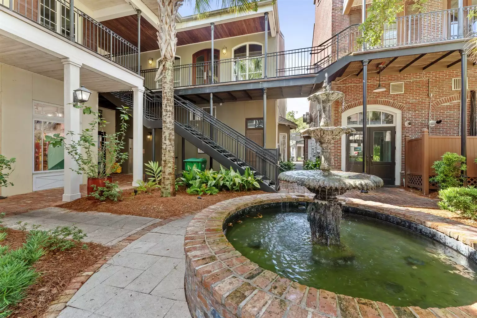 Fountain just down the stairs from condo