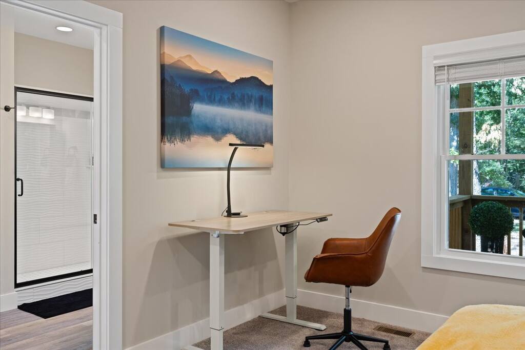 Find Focus and Inspiration at the Work Desk in Our Master Bedroom Retreat. Find Focus and Inspiration at the Work Desk in Our Master Bedroom Retreat. - Season 4 Escape - McGaheysville