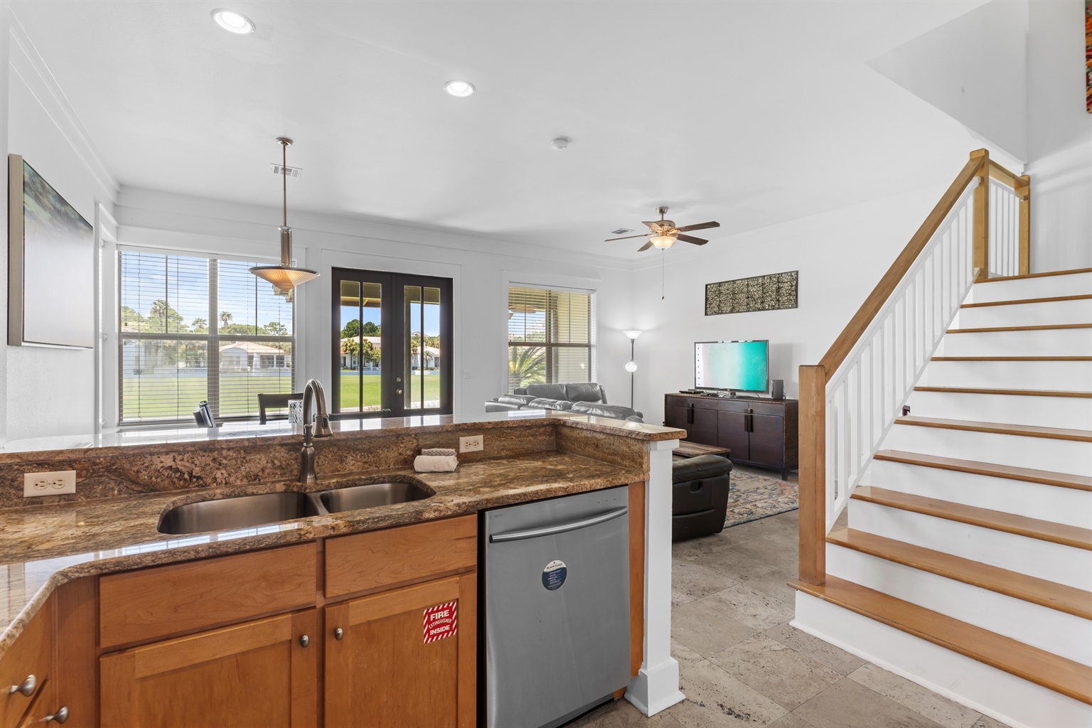 Kitchen Overlooks Living Area