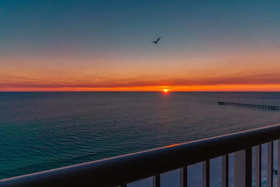Beautiful sunset view from the penthouse balcony