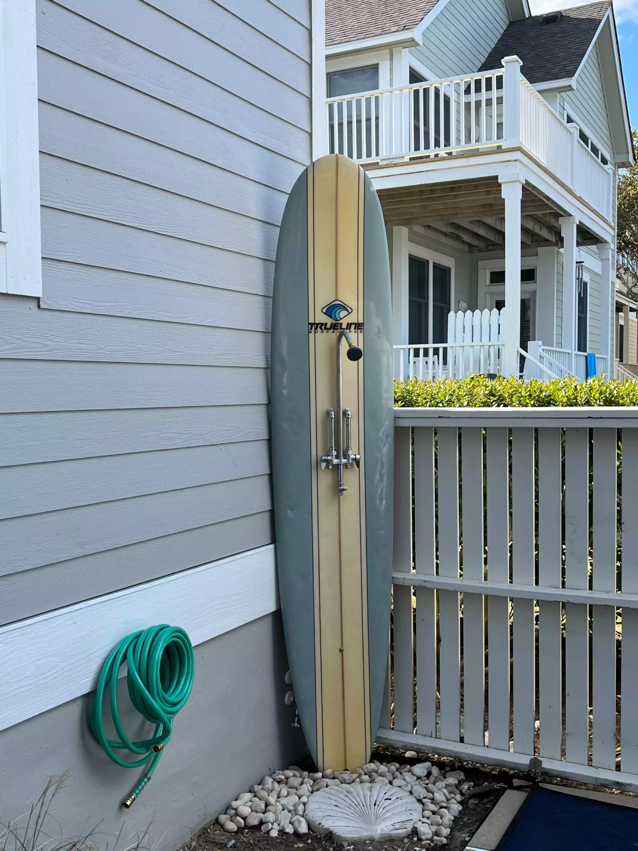 New outdoor shower to rinse off sandy toes before jumping in the pool. - Seaside Cottage Corolla N.C. - Corolla