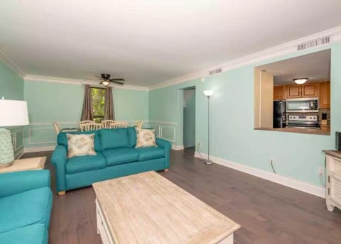 Seascape Villas 3247 - Living Area - View of living room and kitchen with passthrough.