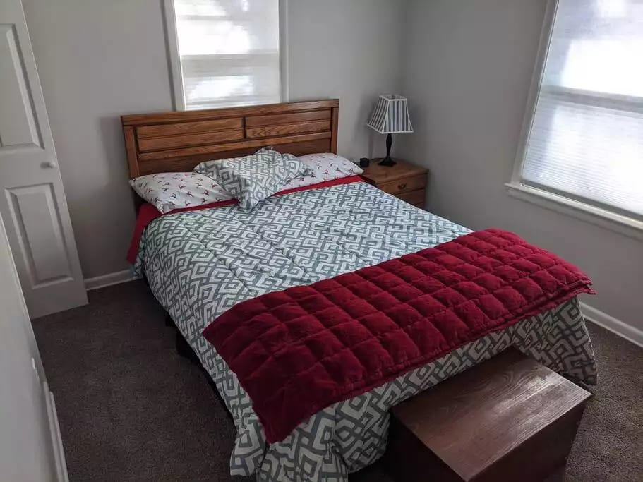comfortable bed and bedroom