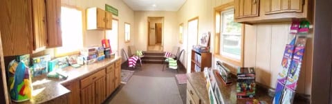 panoramic view of breezeway loaded with toys games dvds and books nice and quiet