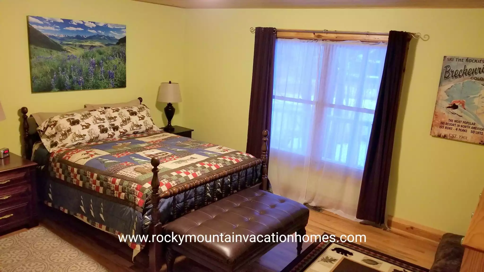 Master bedroom - Queen bed and a view of the front porch