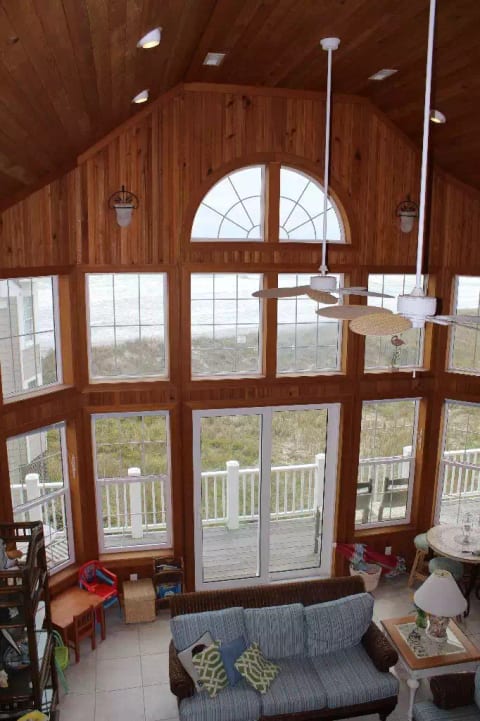 Awesome views of great room and beach from 3rd level loft.