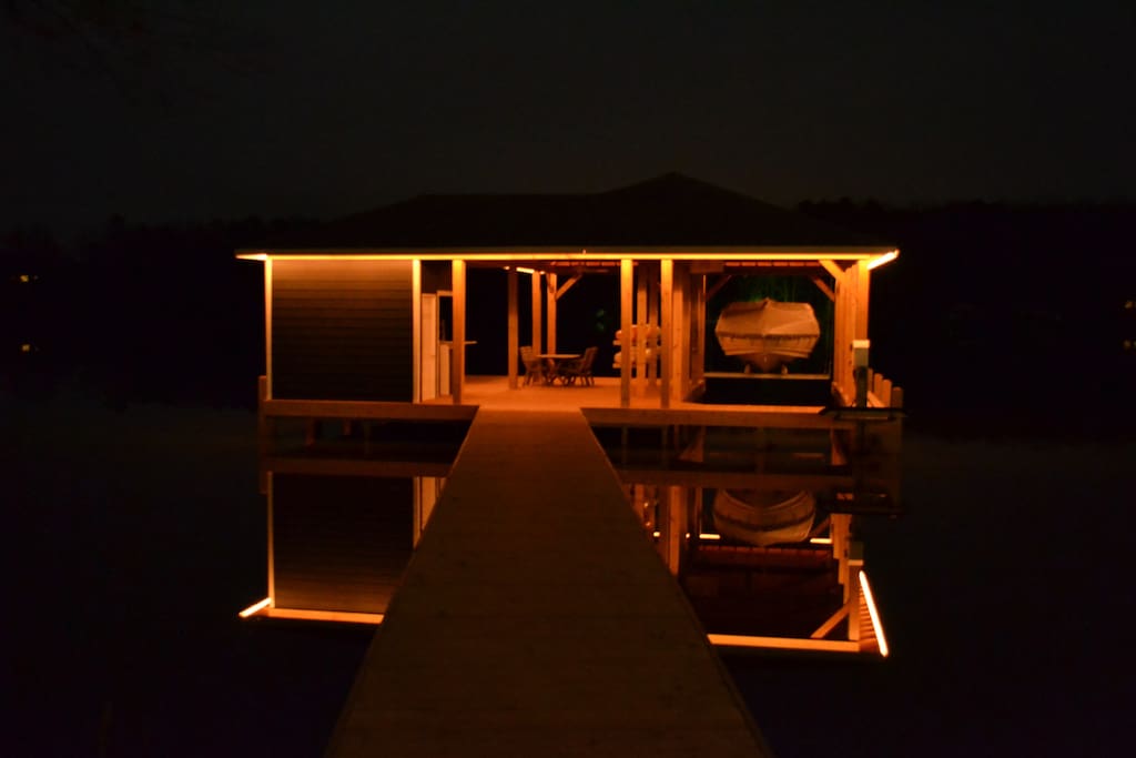 Rope lighting at boathouse - Toes in the Water at Lake Gaston - Littleton