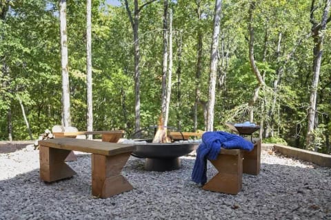 Fire Pit Bowl with benches, perfect for smores and more!