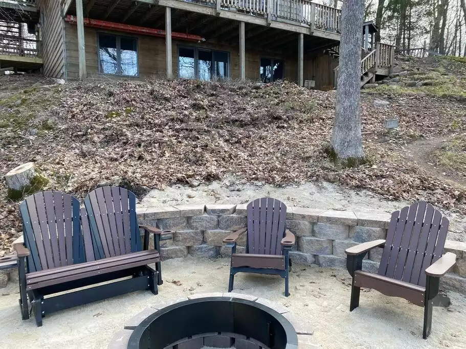 Amish made Adirondack chairs around the fire pit - six more chairs on order! - Talihaven - Wautoma