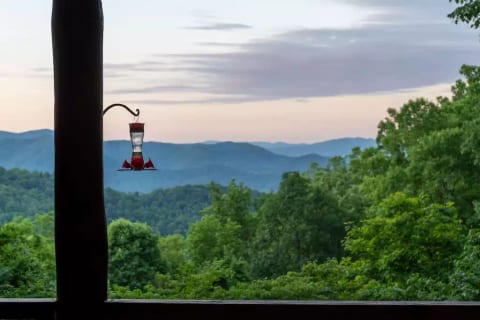 View of mountains in early evening