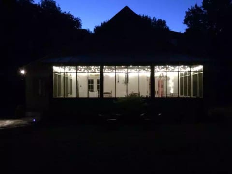 The front porch at dusk