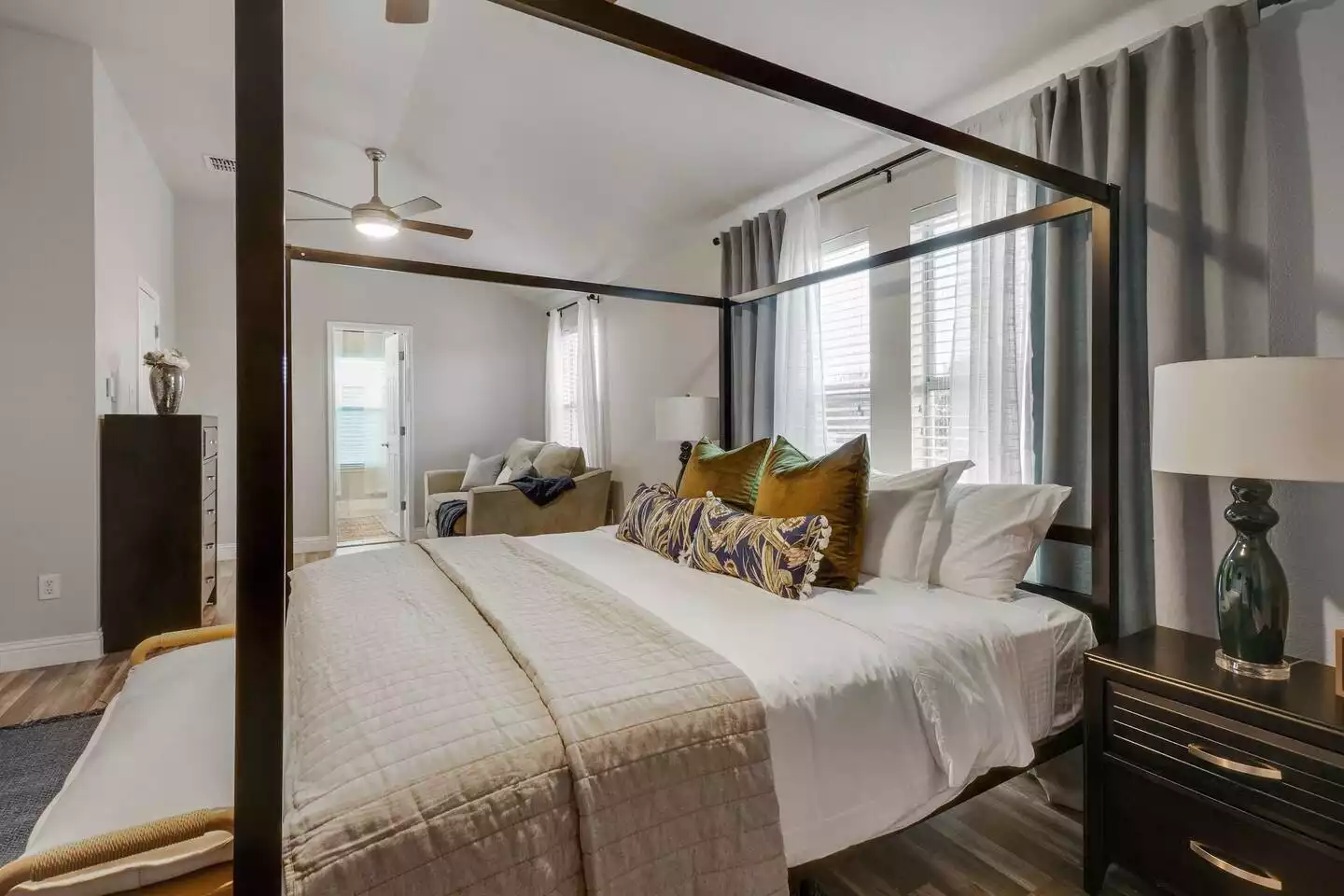 Sleep like royalty on this large king size bed in the master bedroom upstairs. Sleep like royalty on this large king size bed in the master bedroom upstairs. - The Coastal Breeze - Keller