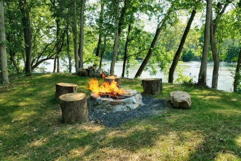 Campfire pit with room to sit just feet away from the mighty river!