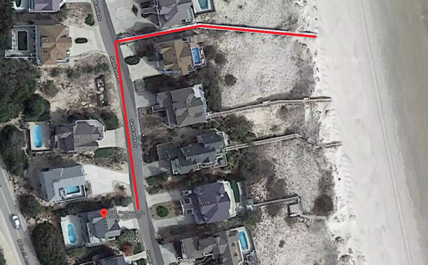 Satellite imagery of the beach access. Satellite imagery of the beach access. - Corolla Sunset in the Villages at Ocean Hill - Corolla