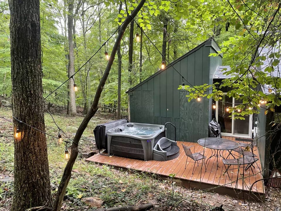 New private hot tub on rear deck facing Cacapon Mountain-an amazing setting to relax! 