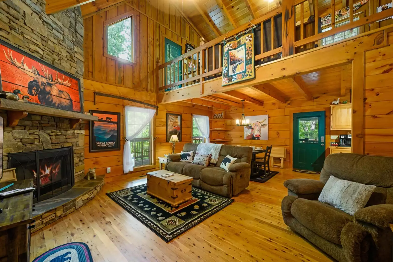 Living Area With Reclining Sofa, DirecTV, Fireplace Living Area With Reclining Sofa, DirecTV, Fireplace - Gypsy Road - Sevierville