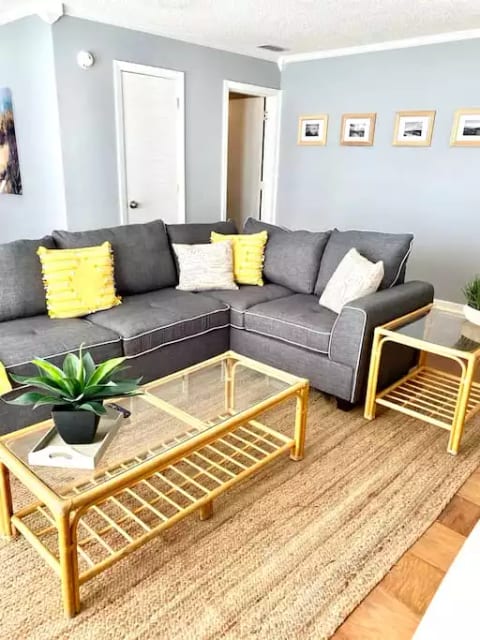 You'll enjoy the comfy sectional sofa.