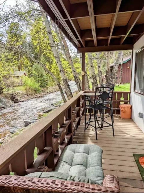 Tall patio chairs, table, comfy chaise