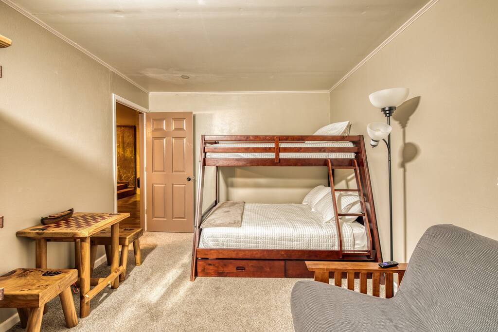 3rd Bedroom | Bunk Bed | Full Futon | Marble, NC | Smoky Mountain Cabin | Riverbend Escape - Riverfront Escape | Hot Tub | Game Room | Casino - Marble