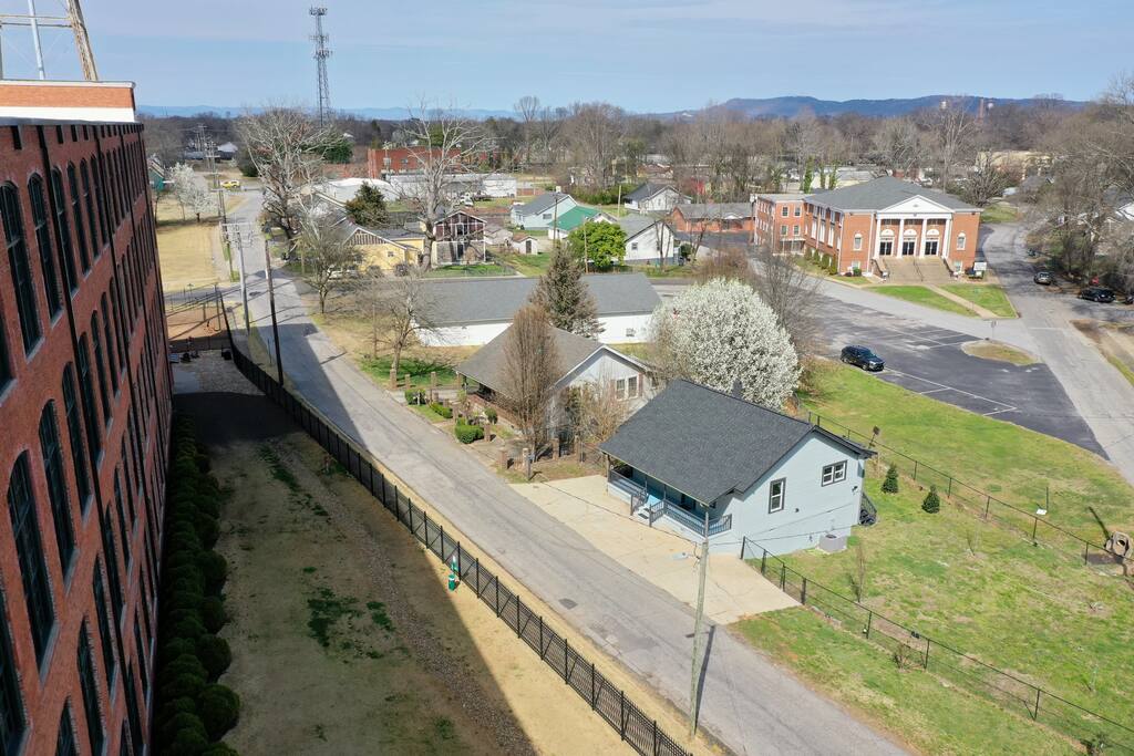 Cotton Mill Cottage from above. Village of West Greenville is on the opposite side of the Brandon Baptist Church - Close to downtown & village, 2 king beds, updated! - Greenville