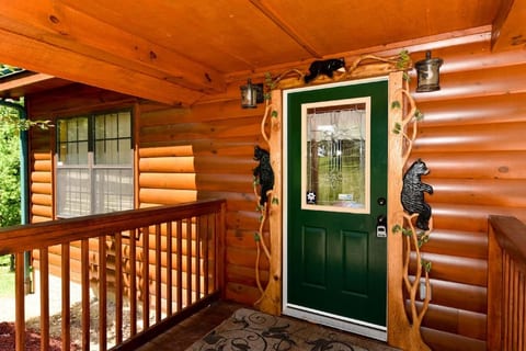 Front Door with Bear Sculpturing