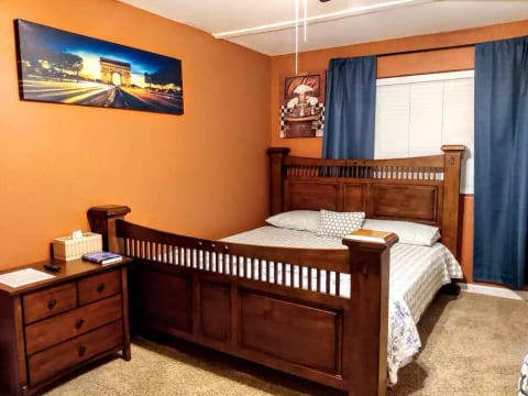 This is a Sealy Posturepedic California King Bed. In addition, a full-sized air mattress is available (on request).