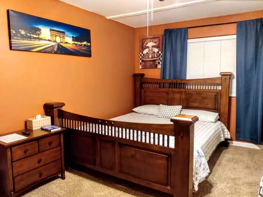 This is a Sealy Posturepedic California King Bed. In addition, a full-sized air mattress is available (on request).