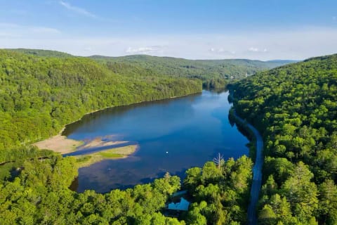 Aerial view of Lake Amherst