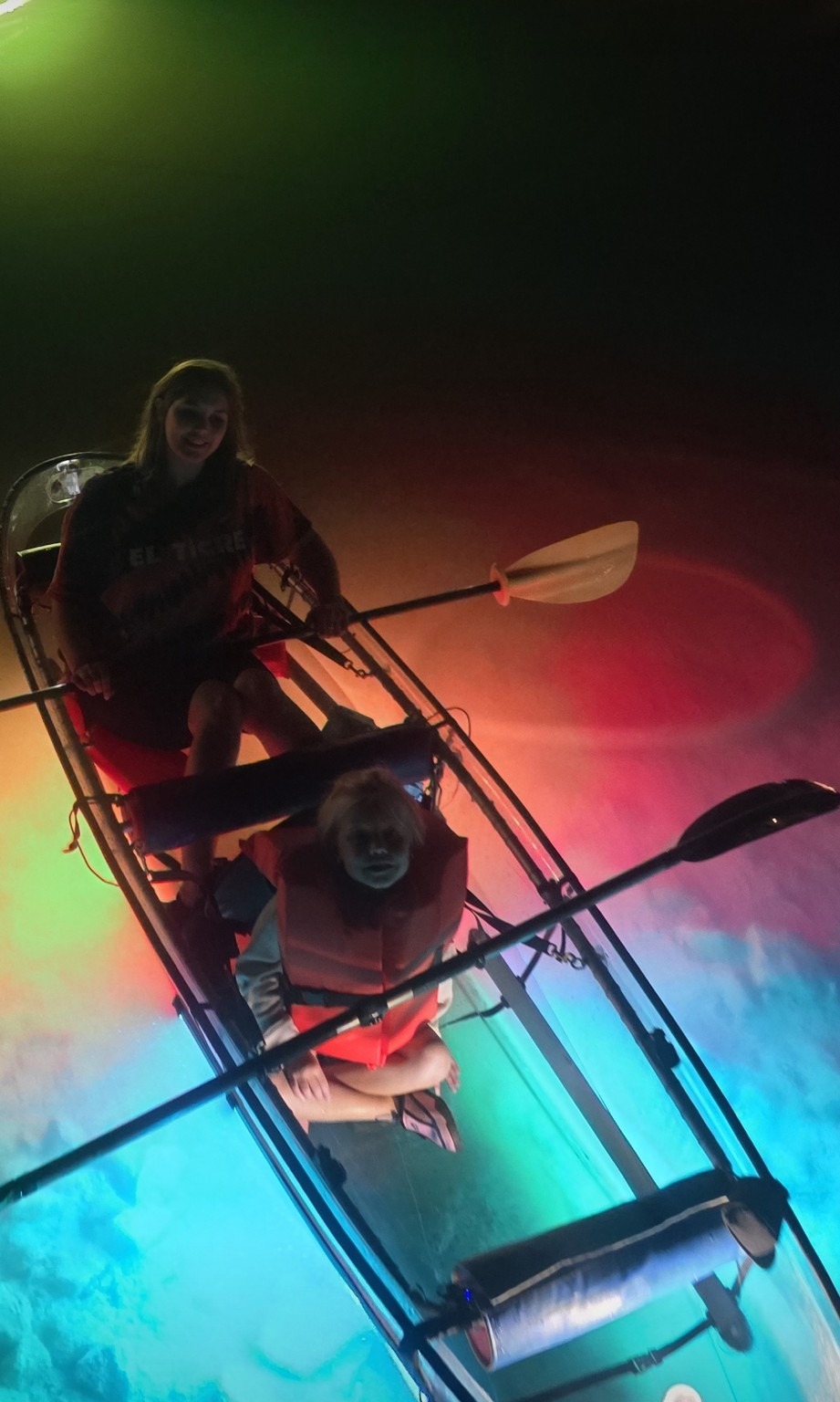 GloRides paddling on Table Rock Lake after dark