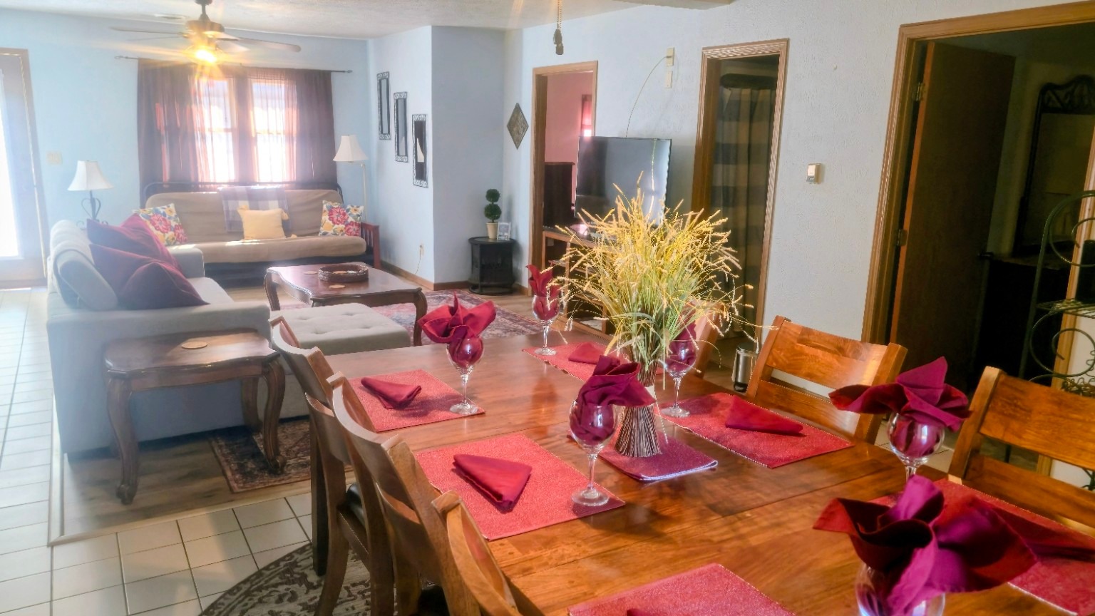 Dining and living area at Our Place on Indian Point